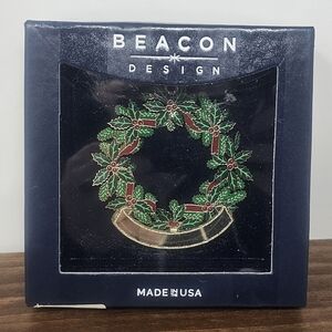 Beacon Design Metal Engravable Chrismas Wreath Ornament NIB